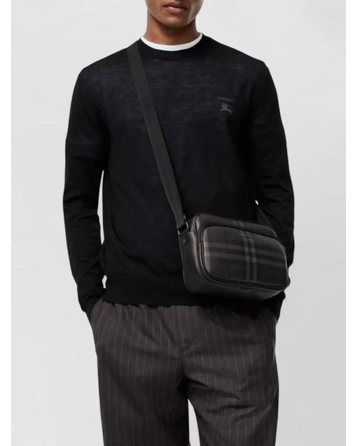 Burberry Black Check Crossbody Bag for men