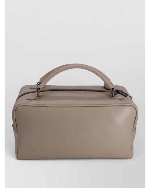 Brunello Cucinelli Brown Top Handle Leather Shoulder Bag Design