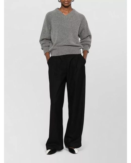 DUNST Black High Waist Pleated Wide Leg Belted Trousers