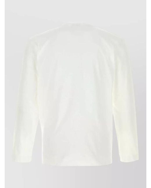 COMME DES GARÇONS PLAY White Cotton Crew Neck Long Sleeve T Shirt for men