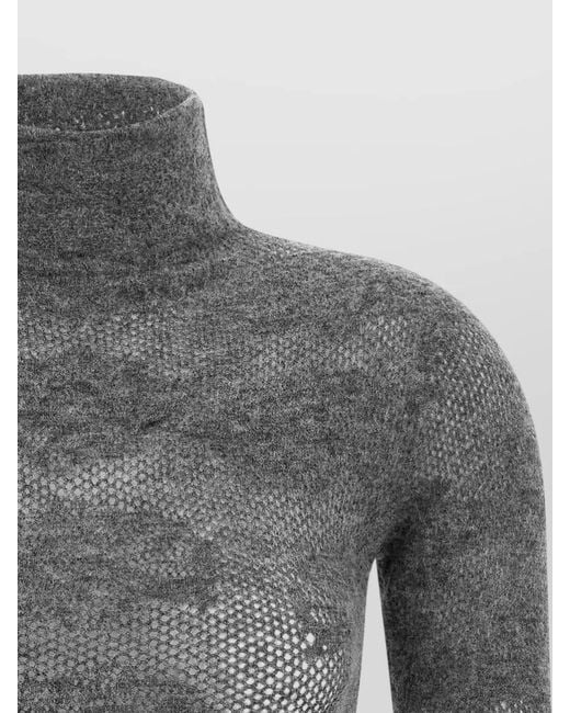 Brunello Cucinelli Gray Turtleneck Knit Top Short Sleeve Blend