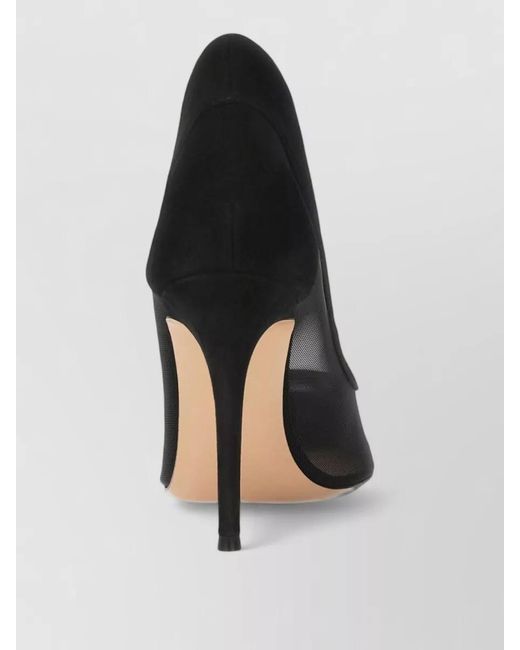 Gianvito Rossi Black Mesh And Suede Pointed-Toe Pumps