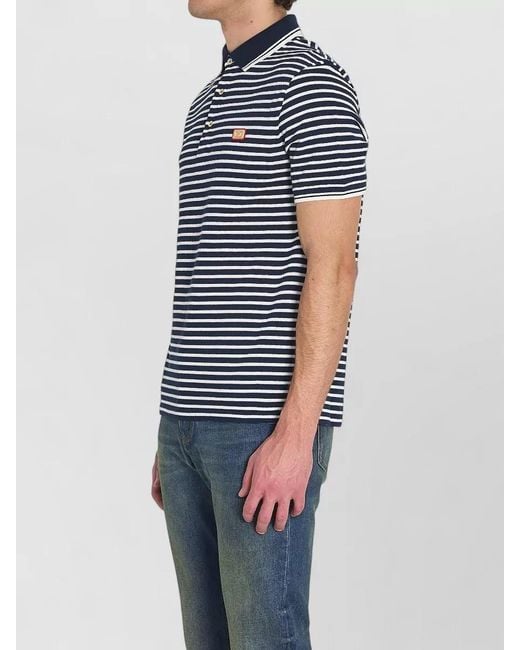 Valentino Garavani Blue Striped Cotton Regular-Fit Polo Shirt for men