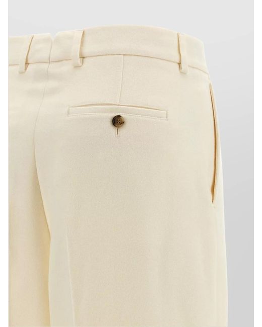AMI Natural Virgin Wool Wide-Leg Tailored Trousers