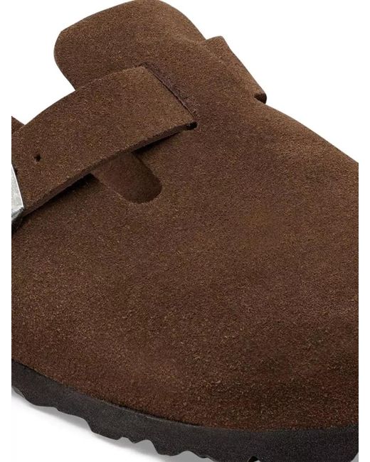 Birkenstock Brown Silk Blend Round Toe Rubber Sole Slippers