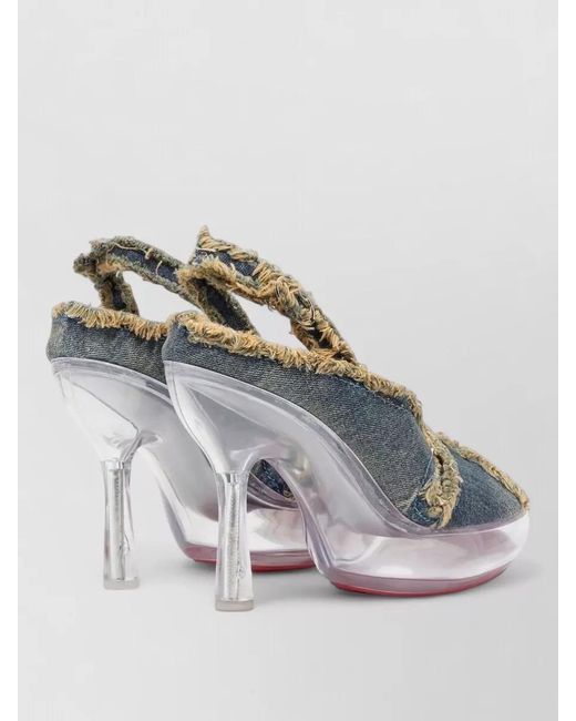 DIESEL Blue High Heel Sandals Peep Toe Denim