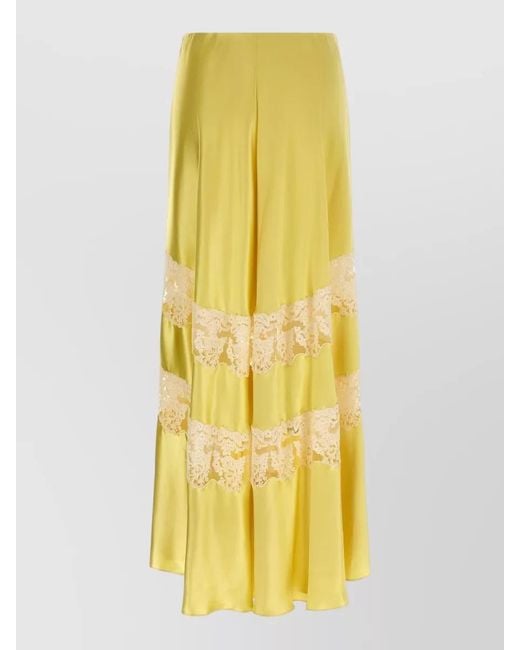 Alberta Ferretti Yellow Lace Full Skirt