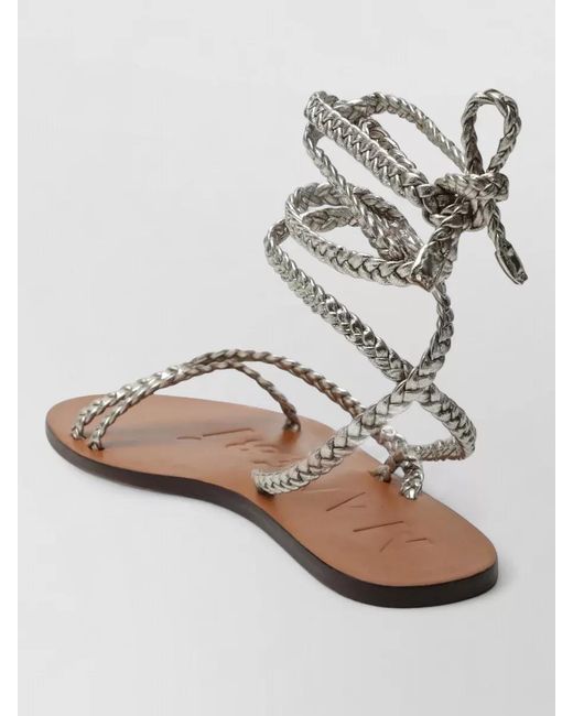 Manebí Natural Flat Sandals Ankle Wrap Braided Straps