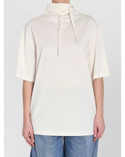 Lemaire White Cotton Oversized V-Neck Short-Sleeve T-Shirt