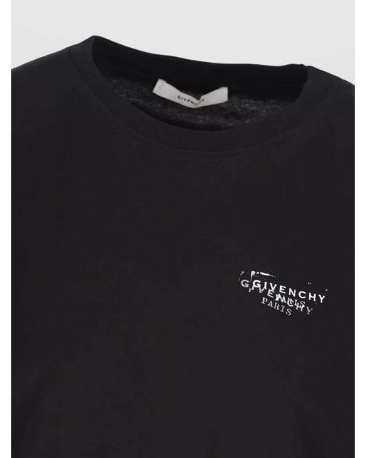 Givenchy Black Crewneck T Shirt Graphic Back Ribbed Collar