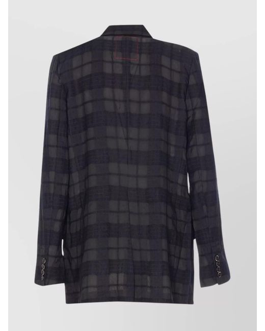 Uma Wang Blue Virgin Wool V-Neck Blazer