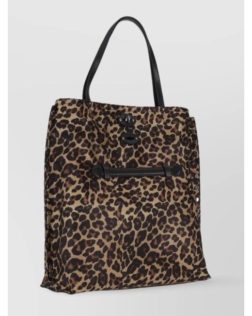 Zanellato Brown Leopard Print Shoulder Bag With Front Zip
