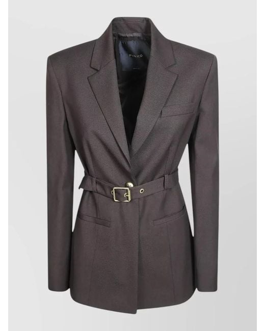 Pinko Black Vitiano Diagonal Tailored Jacket Structured Shoulders