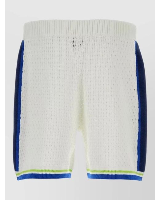 Casablanca Blue Crochet Bermuda Shorts Contrast Panels Ribbed Hem for men