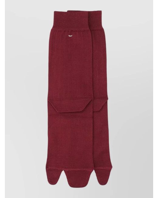 Maison Margiela Red Ankle Length Ribbed Socks Toe Separation