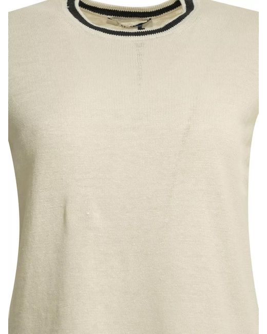 Max Mara Natural Linen Crew Neck Sweater Short Sleeves