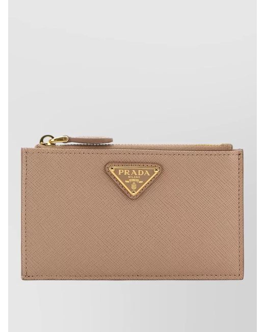 Prada Natural Leather Card Holder Tone Hardware