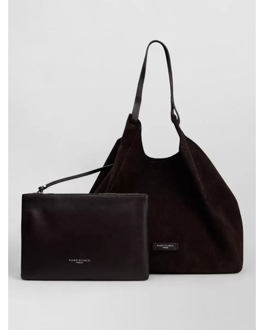 Gianni Chiarini Black Leather Shoulder Bag Long Handle Design