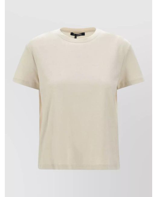 Max Mara Natural Short Sleeve Cotton T Shirt Crew Neck