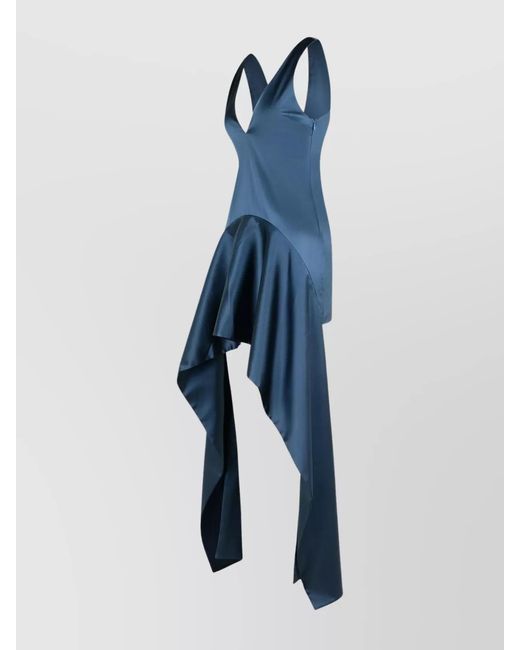 J.W. Anderson Blue Acetate-Blend V-Neck Draped Mini Dress