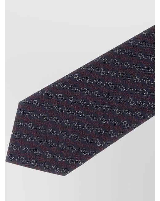 Gucci White Slim Tie Gg Jacquard Silk Pattern for men