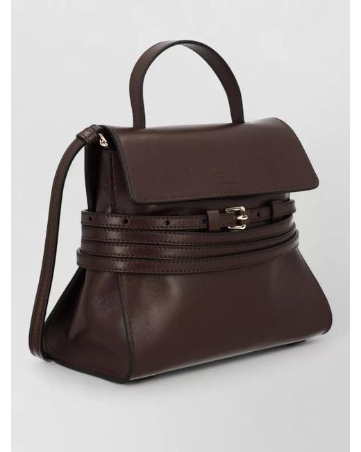 Moschino Brown Mini Bag Top Handle Buckle Strap