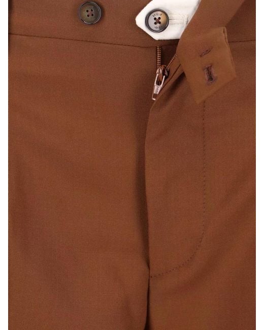 Briglia 1949 Brown Straight Pants Belt Loops Back Pockets for men