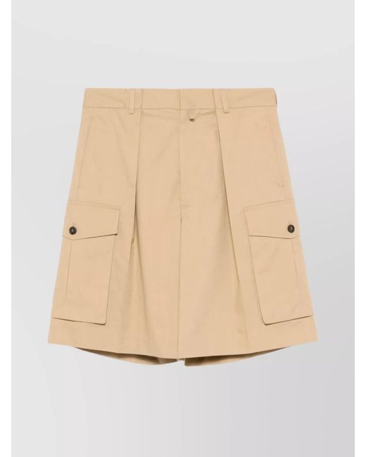 Dries Van Noten Natural Straight Shorts With Belt Loops And Button Detailing for men