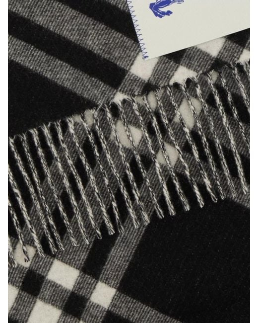 Burberry Black Embroidered Cashmere Scarf