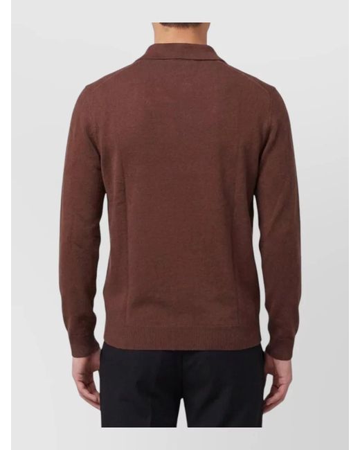 The Row Brown Cashmere Ribbed Long-Sleeve Polo Shirt for men