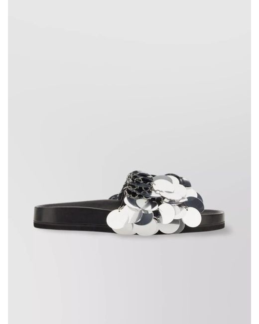 Rabanne Metallic Embellished Flat Sole Open Toe Sandal