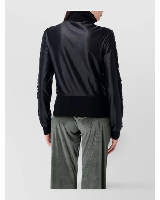 Balenciaga Blue High Neck Zip-Up Bomber Jacket