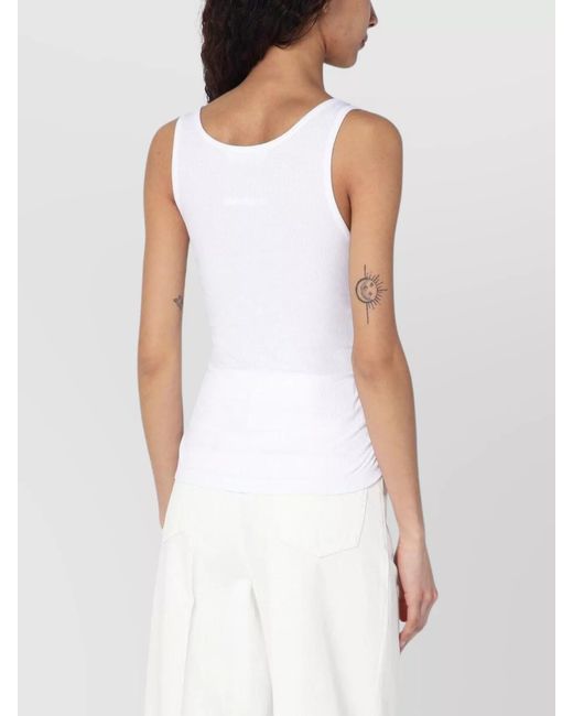 Moschino White Lace Cotton Tank Top