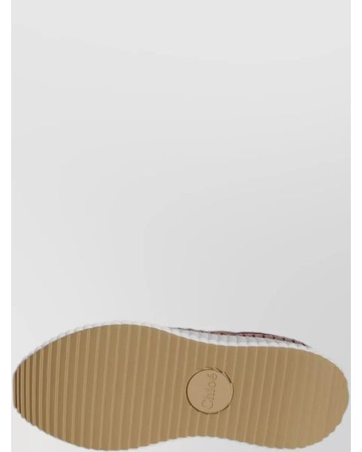 Chloé Brown Nama Mixed Texture Platform Sneakers