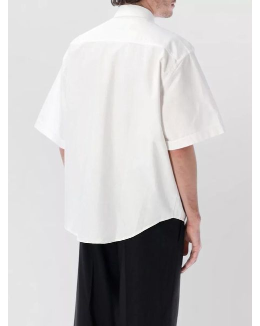 AMI White Bowling Shirt Cotton Short Sleeves Logo for men