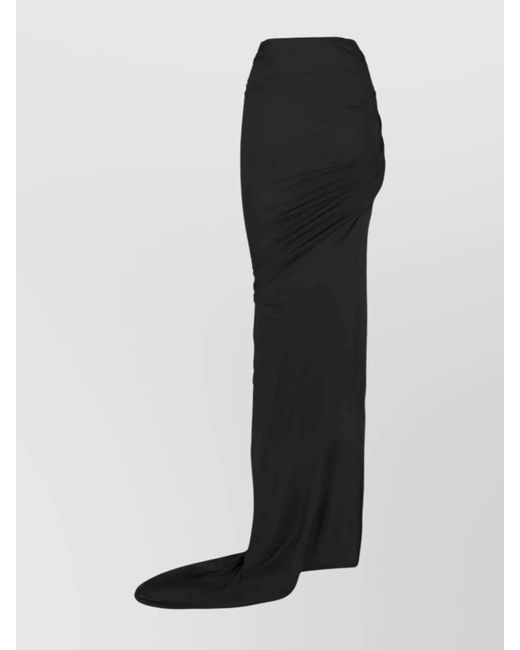 Rick Owens Black Cotton Midi Fitted Skirt