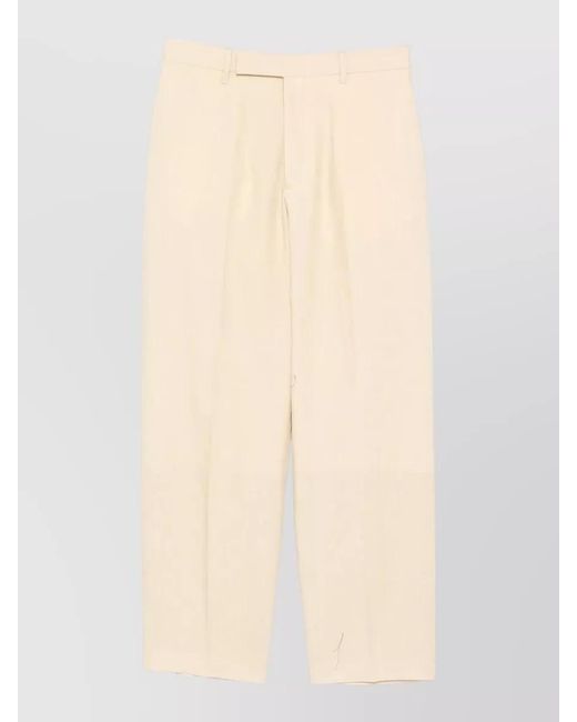 Paul Smith Natural Linen Trousers Front Pleats Belt Loops Back Pockets for men