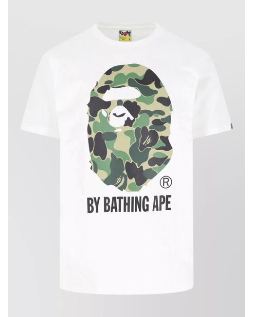 A Bathing Ape White Camouflage Graphic Crew Neck Short Sleeve T-Shirt for men