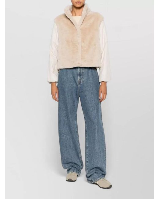 Herno White Faux Fur High Neck Short Coat