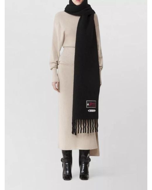 Lanvin Black Alpaca Wool Scarf for men