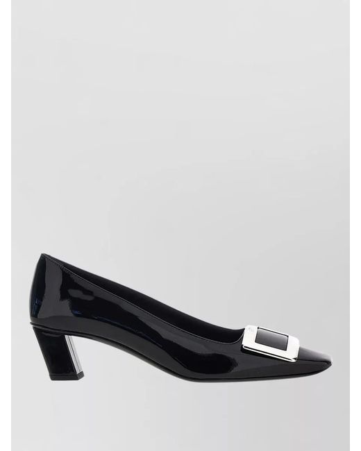 Roger Vivier Blue Pumps Block Heel Closed Toe Square Buckle