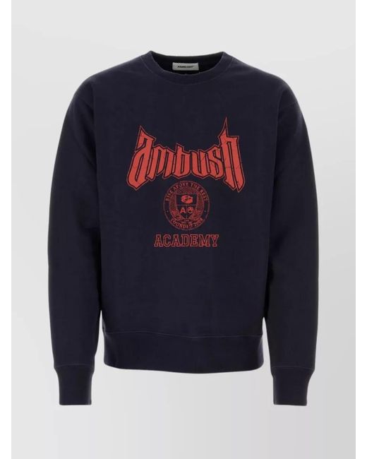 Ambush Blue Cotton-Blend Logo-Print Crew-Neck Sweatshirt for men