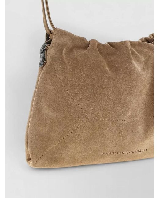 Brunello Cucinelli White Suede Shoulder Bag