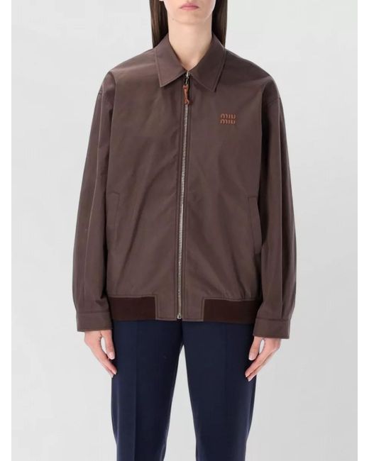 Miu Miu Brown Panama Cotton Blouson Jacket