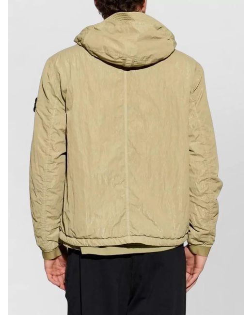 Stone Island Natural Hooded Jacket Drawstring Hood Elasticated Cuffs for men