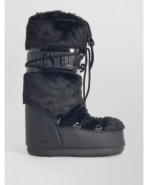 Moon Boot Blue Faux Fur Ankle Boots
