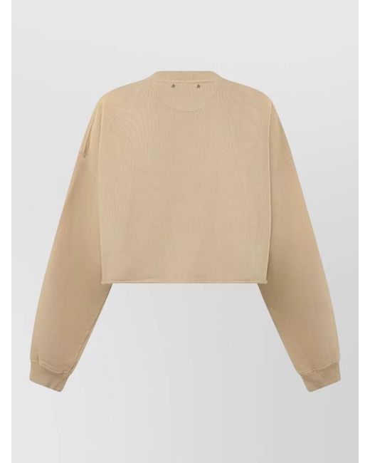 Golden Goose Deluxe Brand White Cropped Cotton Sweatshirt Graphic Print