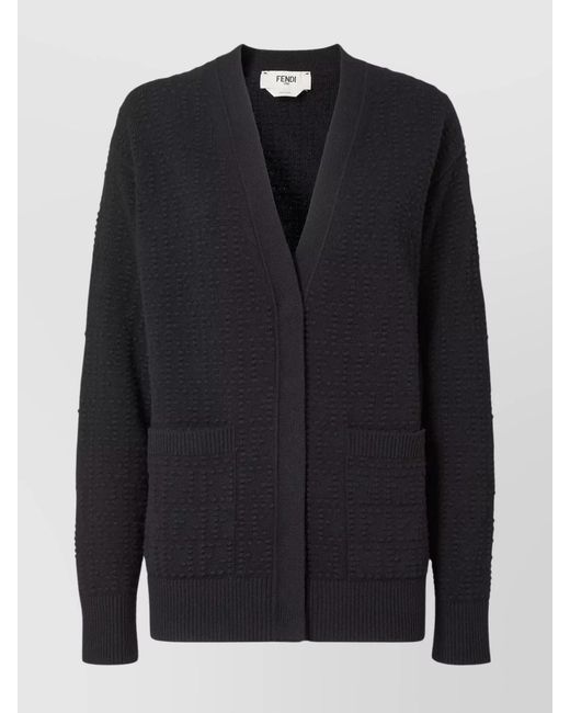 Fendi Blue Cashmere Wool Cardigan