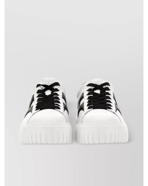 Hogan Black Leather Logo-Detail Low-Top Sneakers