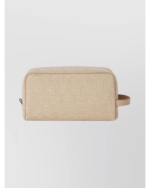 Fendi Natural Medium Clutch Bag Embossed Pattern for men